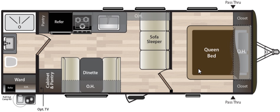 2018 KEYSTONE HIDEOUT 22RBWE, , floor-plans-day image number 0